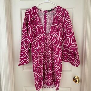 NWOT Zara Beaded Pink and White Tropical Dress